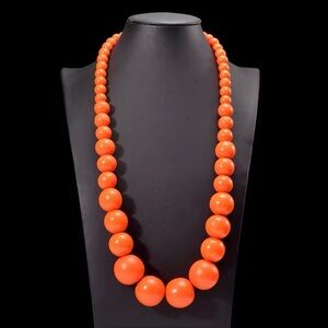 Tahari Elegant Orange multi color Beaded Necklace 24”